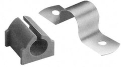 ZSI - 3/8 Pipe, Grade 304 Stainless Steel, Pipe Strap with Cushion - 2 Mounting Holes - Caliber Tooling