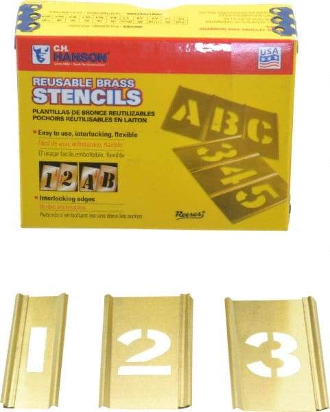 C.H. Hanson - 15 Piece, 1 Inch Character Size, Brass Stencil - Contains Figure Set - Caliber Tooling