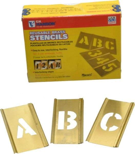 C.H. Hanson - 33 Piece, 1 Inch Character Size, Brass Stencil - Contains Letter Set - Caliber Tooling