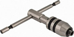 Interstate - 1/4 to 1/2" Tap Capacity, T Handle Tap Wrench - 3-35/64" Overall Length - Caliber Tooling