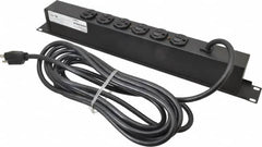 Wiremold - 6 Outlets, 120 Volts, 15 Amps, 15' Cord, Power Outlet Strip - Rack Mount, 6 Back NEMA Configuration, 19" Strip - Caliber Tooling