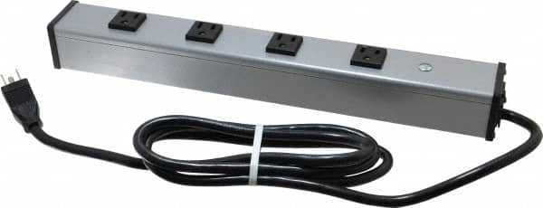 Wiremold - 4 Outlets, 120 Volts, 15 Amps, 6' Cord, Power Outlet Strip - Free Hanging Mount, 5-15 NEMA Configuration, 16" Strip, cULus Listed - Caliber Tooling