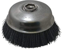 Osborn - 4" Diam, 5/8-11 Threaded Arbor Straight Wire Silicon Carbide Cup Brush - Extra Fine Grade, 1-1/2" Trim Length, 6,000 Max RPM - Caliber Tooling