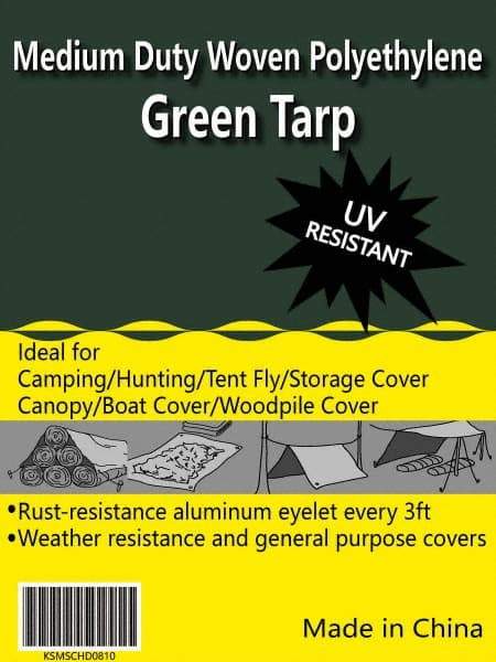 Value Collection - 60' Long x 40' Wide Polyethylene Tarp & Dust Cover - Green, 9 to 10 mil Thickness - Caliber Tooling