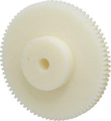 Poly Hi Solidur - 16 Pitch, 5" Pitch Diam, 5-1/8" OD, 80 Tooth Spur Gear - 1/2" Face Width, 1/2" Bore Diam, 2-1/4" Hub Diam, 14.5° Pressure Angle, Nylon - Caliber Tooling