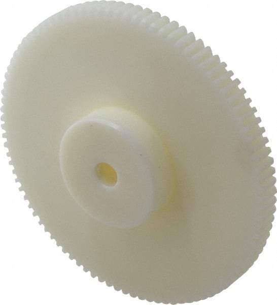 Poly Hi Solidur - 16 Pitch, 6" Pitch Diam, 6-1/8" OD, 96 Tooth Spur Gear - 1/2" Face Width, 1/2" Bore Diam, 2-1/4" Hub Diam, 14.5° Pressure Angle, Nylon - Caliber Tooling