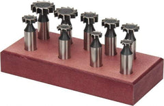 Value Collection - Straight Tooth Configuration, Woodruff and Keyseat Cutter Set - 204 to 808 ANSI, High Speed Steel, 9 Pieces - Caliber Tooling