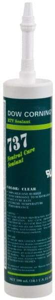 Dow Corning - 10.1 oz Cartridge Clear RTV Silicone Joint Sealant - -85 to 350°F Operating Temp, 14 min Tack Free Dry Time, 24 hr Full Cure Time, Series 737 - Caliber Tooling