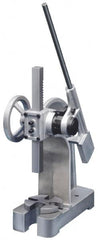 Interstate - 1-7/8" Ram, 5-15/16" Throat Depth, 2 Ton Manual Arbor Press - 8-1/2" Max Work Height x 11-7/8" Max Work Width, Ratchet Leverage, 25:1 Leverage Ratio, 6-1/4" Base Width x 15-3/4" Base Depth - Caliber Tooling