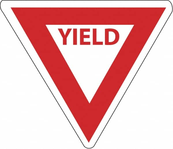 NMC - "Yield", 30" Wide x 30" High, Aluminum Stop & Yield Signs - 0.08" Thick, Red on White, Engineer Grade Reflectivity, Triangle, Post Mount - Caliber Tooling