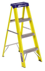 Louisville - 3 Steps, 4' High, Type I Rating, Fiberglass Step Ladder - 250 Lb Capacity, 18-7/8" Base Width - Caliber Tooling