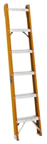 Louisville - 10 Steps, 10' High, Type IA Rating, Fiberglass Shelf Ladder - 300 Lb Load Capacity, 15-3/16" Base Width - Caliber Tooling