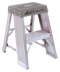 Louisville - 2 Steps, 2' High, Type IA Rating, Aluminum Step Stand - 300 Lb Capacity, 17-11/16" Base Width - Caliber Tooling