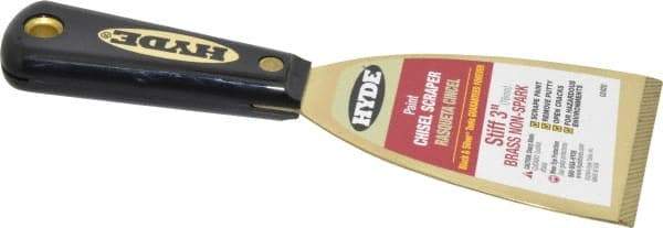 Hyde Tools - Stiff Brass Chisel Scraper - 3" Blade Width, Nylon Handle - Caliber Tooling