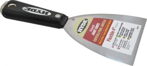 Hyde Tools - 4" Wide Carbon Steel Taping Knife - Flexible, Hammerhead Nylon Handle, 8-1/4" OAL - Caliber Tooling