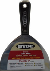 Hyde Tools - 6" Wide Carbon Steel Taping Knife - Flexible, Hammerhead Nylon Handle, 8-1/2" OAL - Caliber Tooling