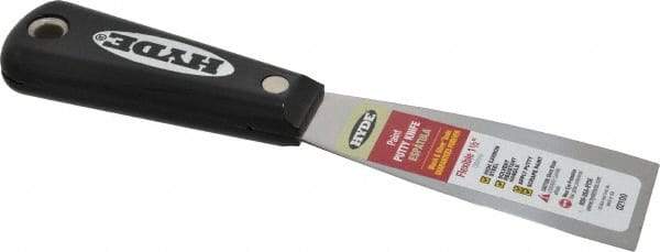 Hyde Tools - 1-1/2" Wide Steel Putty Knife - Flexible, Nylon Handle, 7-3/4" OAL - Caliber Tooling