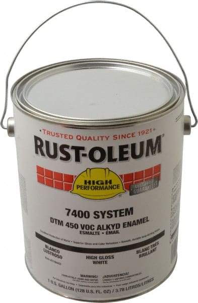 Rust-Oleum - 1 Gal White High Gloss Finish Industrial Enamel Paint - Interior/Exterior, Direct to Metal, <450 gL - Caliber Tooling