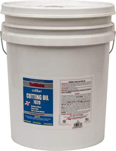 Crown - 5 Gal Pail Cutting Fluid - Straight Oil, For Deep Drawing, Drilling, Forming, Grinding, Machining, Sawing - Caliber Tooling