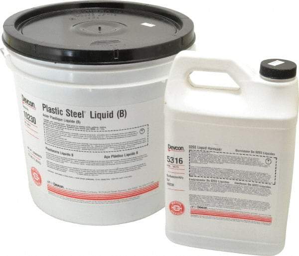 Devcon - 25 Lb Pail Two Part Epoxy - 45 min Working Time, Series Plastic Steel - Caliber Tooling