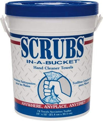 Scrubs - Pre-Moistened Hand Cleaning Wipes - Center Pull, 12-1/2" x 10-1/2" Sheet Size, Blue - Caliber Tooling