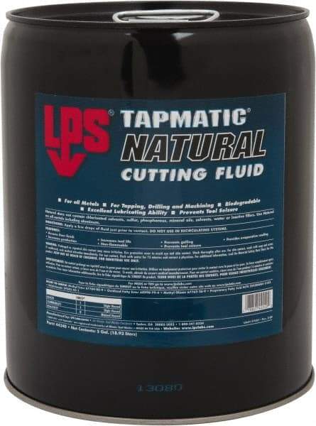 LPS - Tapmatic Natural, 5 Gal Pail Cutting & Tapping Fluid - Straight Oil, For Boring, Broaching, Drilling, Engraving, Facing, Milling, Reaming, Sawing, Tapping, Threading, Turning - Caliber Tooling