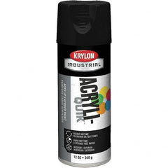 Krylon - Black, 12 oz Net Fill, Semi Flat, Lacquer Spray Paint - 15 to 20 Sq Ft per Can, 16 oz Container, Use on Cabinets, Color Coding Steel & Lumber, Conduits, Drums, Ducts, Furniture, Motors, Pipelines, Tools - Caliber Tooling