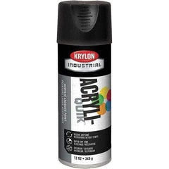 Krylon - Black, 12 oz Net Fill, Flat, Lacquer Spray Paint - 15 to 20 Sq Ft per Can, 16 oz Container, Use on Cabinets, Color Coding Steel & Lumber, Conduits, Drums, Ducts, Furniture, Motors, Pipelines, Tools - Caliber Tooling