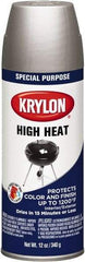 Krylon - Aluminum (Color), 12 oz Net Fill, Satin, High-Heat Metallic Spray Paint - 15 to 20 Sq Ft per Can, 12 oz Container - Caliber Tooling