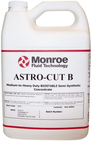 Monroe Fluid Technology - Astro-Cut B, 1 Gal Bottle Cutting & Grinding Fluid - Semisynthetic, For CNC Milling, Drilling, Tapping, Turning - Caliber Tooling