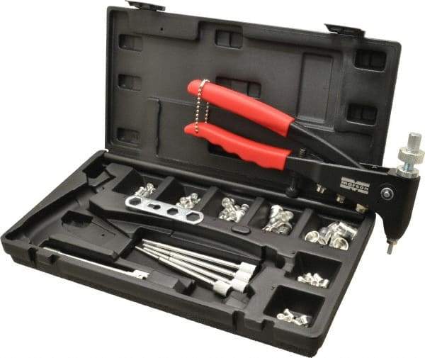 Value Collection - 63 Piece Aluminum Manual Rivet Nut Tool Kit - #6-32, 3/8-16" Thread - Caliber Tooling