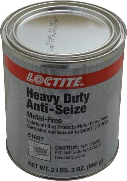 Loctite - 35 oz Can General Purpose Anti-Seize Lubricant - Calcium Fluoride/Graphite, -29 to 2,399°F, Gray, Water Resistant - Caliber Tooling