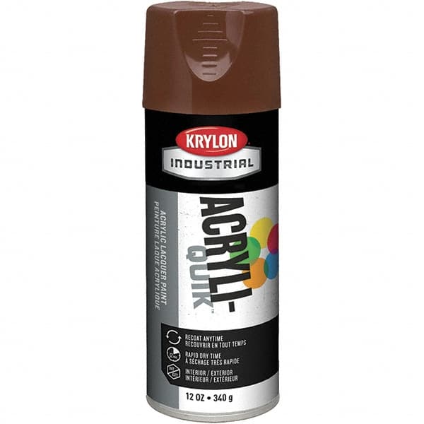 Krylon - Leather Brown, 12 oz Net Fill, Gloss, Lacquer Spray Paint - 15 to 20 Sq Ft per Can, 16 oz Container, Use on Cabinets, Color Coding Steel & Lumber, Conduits, Drums, Ducts, Furniture, Motors, Pipelines, Tools - Caliber Tooling