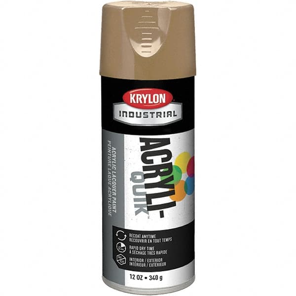 Krylon - Khaki (Color), 12 oz Net Fill, Gloss, Lacquer Spray Paint - 15 to 20 Sq Ft per Can, 16 oz Container, Use on Cabinets, Color Coding Steel & Lumber, Conduits, Drums, Ducts, Furniture, Motors, Pipelines, Tools - Caliber Tooling