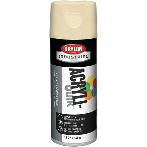 Krylon - Almond (Color), 12 oz Net Fill, Gloss, Lacquer Spray Paint - 15 to 20 Sq Ft per Can, 16 oz Container, Use on Cabinets, Color Coding Steel & Lumber, Conduits, Drums, Ducts, Furniture, Motors, Pipelines, Tools - Caliber Tooling