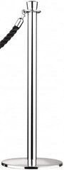 Tensator - 34" High, 2" Pole Diam, Standard Post - 11-1/2" Base Diam, Flat Polished Chrome (Color) Steel Post - Caliber Tooling