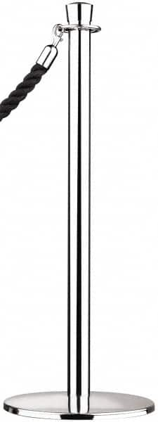 Tensator - 39" High, 2" Pole Diam, Standard Post - 11-1/2" Base Diam, Dome Satin Chrome (Color) Steel Post - Caliber Tooling