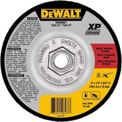 DeWALT - 24 Grit, 6" Wheel Diam, Type 27 Depressed Center Wheel - Coarse/Medium Grade, Ceramic, N Hardness, 10,100 Max RPM - Caliber Tooling