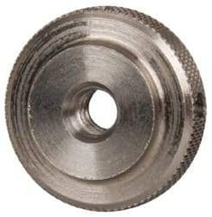 Gibraltar - #10-24 UNC Thread, Uncoated, Stainless Steel Round Knurled Check Nut - 1/4" Overall Height, 3/4" Diam x 3/16" Head Height, 1/2" Diam x 1/16" Base Height - Caliber Tooling