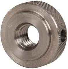 Gibraltar - 3/8-16" UNC Thread, Uncoated, Stainless Steel Round Knurled Check Nut - 3/8" Overall Height, 1" Head Diam, 3/4" Diam x 3/32" Base Height - Caliber Tooling