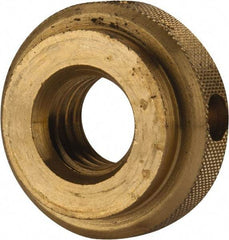 Gibraltar - 1/2-13" UNC Thread, Uncoated, Brass Round Knurled Check Nut - 7/16" Overall Height, 1-1/8" Diam x 5/16" Head Height, 7/8" Diam x 1/8" Base Height - Caliber Tooling