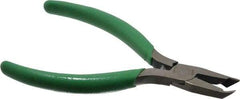 Xcelite - 4-1/2" OAL, Flush End Cutting Pliers - 29/32" Jaw Length x 1/2" Jaw Width, Angled Tip Head, ESD Cushion Handle - Caliber Tooling