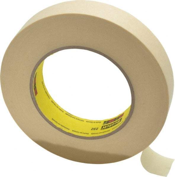 3M - 1" Wide x 60 Yd Long Tan Paper Masking Tape - Series 232, 6.3 mil Thick, 27 In/Lb Tensile Strength - Caliber Tooling