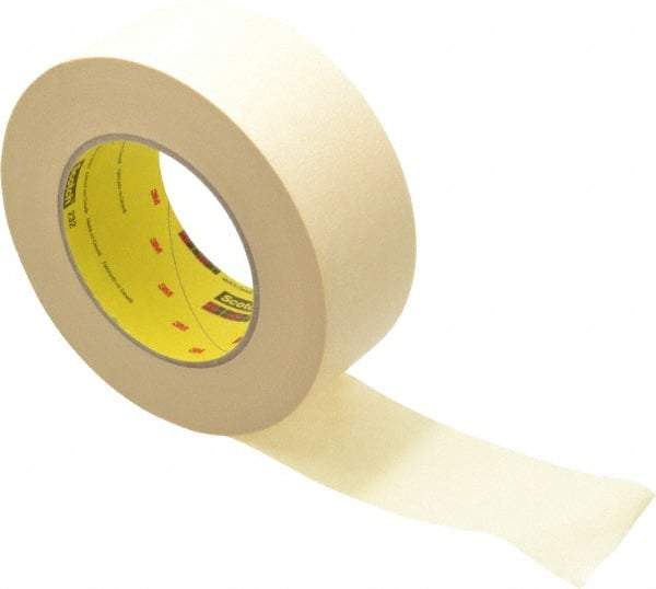 3M - 2" Wide x 60 Yd Long Tan Paper Masking Tape - Series 232, 6.3 mil Thick, 27 In/Lb Tensile Strength - Caliber Tooling