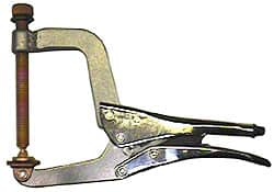 Grip-On - 12-3/8" OAL Standard Jaw Spindle C-Clamp Weld Locking Pliers - Exact Industrial Supply