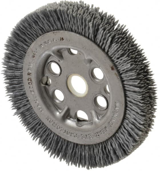 Anderson - 4-1/4" OD, 5/8" Arbor Hole, Crimped Nylon Wheel Brush - 7/16" Face Width - Caliber Tooling