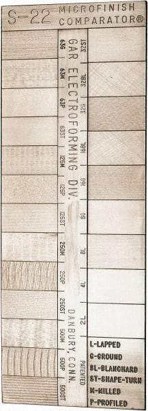 GAR - 2 to 500 micro Inch Surface Finish, Nickel, Surface Finish Comparator - 22 Specimens, 5-3/8 Inch Overall Length x 2 Inch Overall Width, Includes Instructions and Case - Caliber Tooling