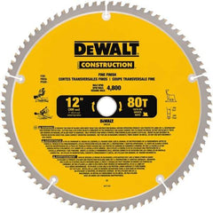 DeWALT - 12" Diam, 1" Arbor Hole Diam, 80 Tooth Wet & Dry Cut Saw Blade - Carbide-Tipped, General Purpose Action, Standard Round Arbor - Caliber Tooling