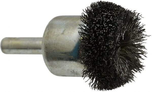 Anderson - 1-1/4" Brush Diam, Crimped, Flared End Brush - 1/4" Diam Shank, 20,000 Max RPM - Caliber Tooling