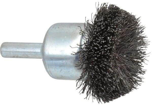 Anderson - 1-1/2" Brush Diam, Crimped, Flared End Brush - 1/4" Diam Shank, 20,000 Max RPM - Caliber Tooling